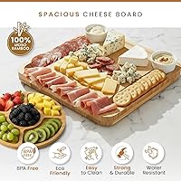Leaf & Grain Bamboo Charcuterie Board Set with Drawers, Knives & Accessories - Large Natural Cheese Platter for Parties & Gifts