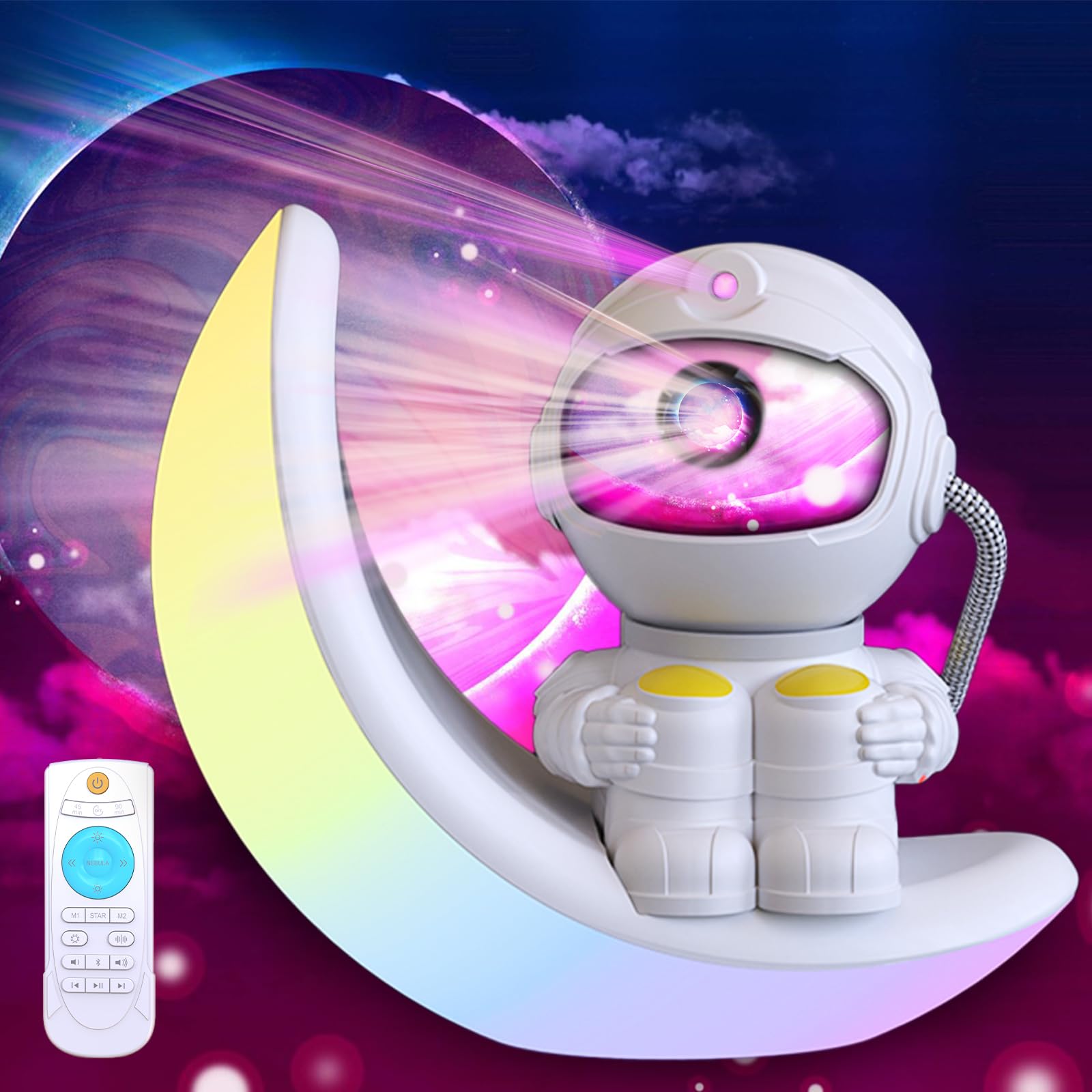 Astronaut Galaxy Star Projector Night Light, 360° Space Man Colorful Moon Buddy Starry Nebula Ceiling Projector Sky LED Starlight Planetarium Spaceman Projector Lamp Kid Room Adult Bedroom Decor Gifts