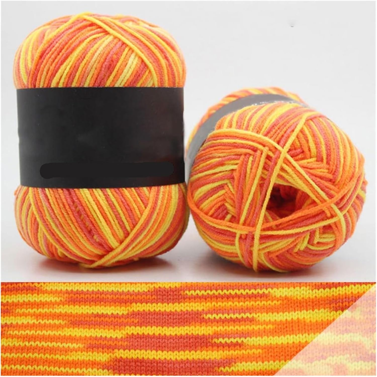 130m Cotton Knitting Yarn Crochet Hand Knitted for Blanket Sweater(Grey White Section)