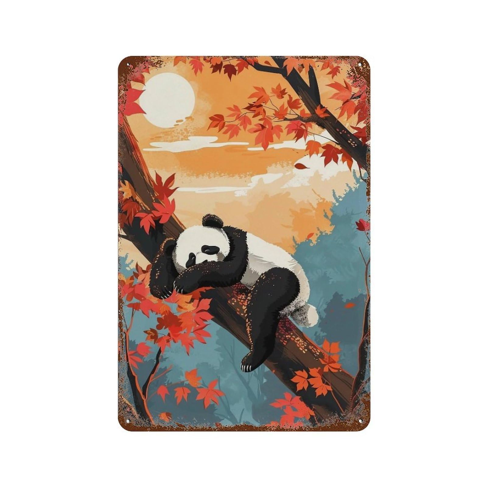 HDURYEYRYY Sunset Slumber Giant Panda 04 Wall Retro Iron Vintage Art Metal Tin Sign Poster Modern Home Cofffee Club Art Bar Shop Decor Style 30x20cm