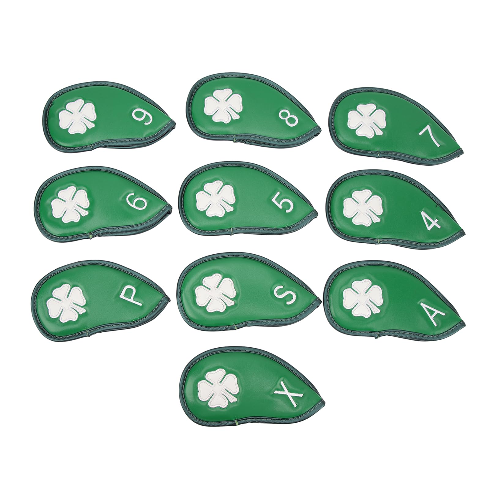 Coperture per Mazze da Golf, 10 Pezzi Coperture per Ferri da Golf Modello Quadrifoglio PU Set di Coperture per Ferri da Golf Delicate Impermeabili per la Maggior Parte delle