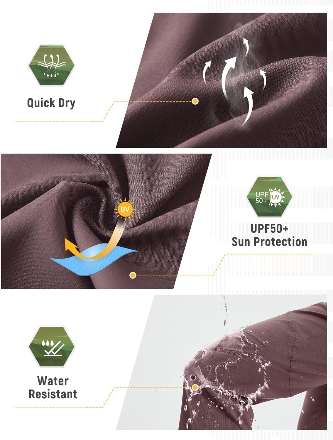 baleaf Women's Athletic Pants Quick Dry Joggers Water Resistant Lightweight Cycling Hiking Ankle Zipper Pockets UPF 50+ - Image 5