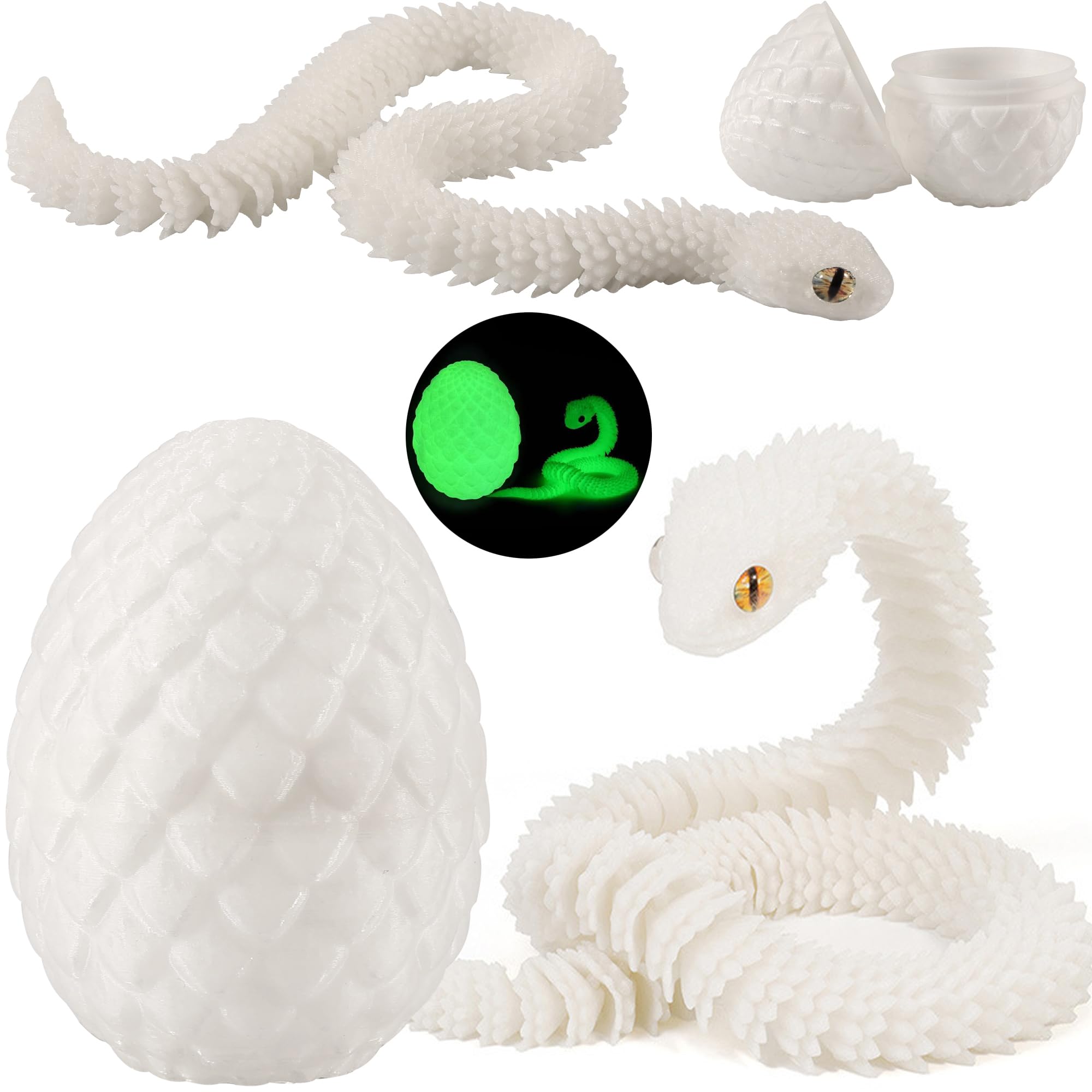 Joycabin Zabawka Fidget z nadrukiem 3D, z jajkiem, biały (świecący)