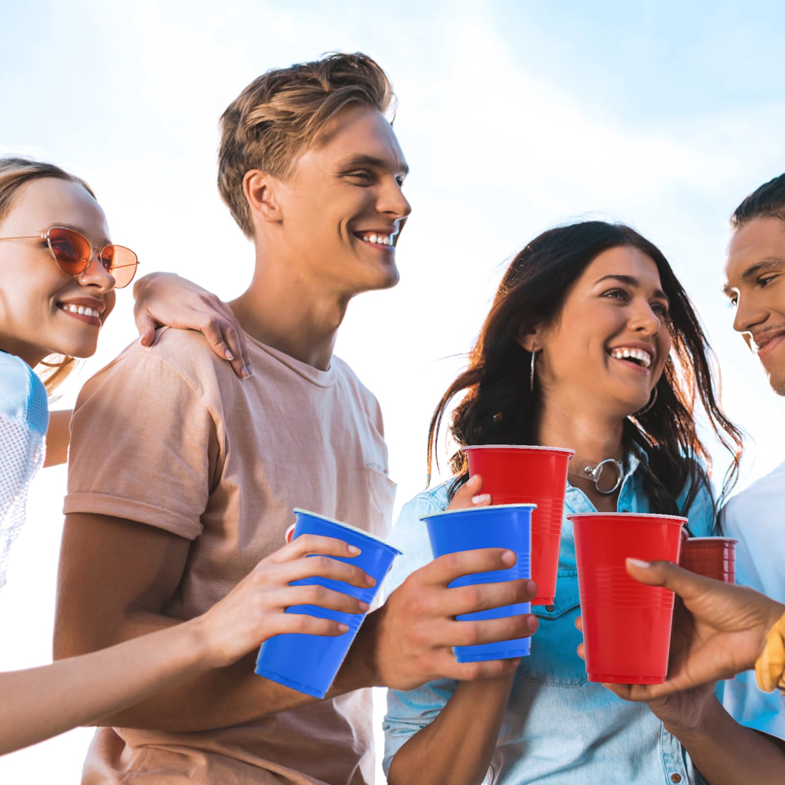 talifoca Set di bicchieri da birra per pong, con 50 bicchieri (500 ml) e 12 palline da ping pong, bicchieri riutilizzabili per feste, compleanni, festival, matrimoni e campeggio