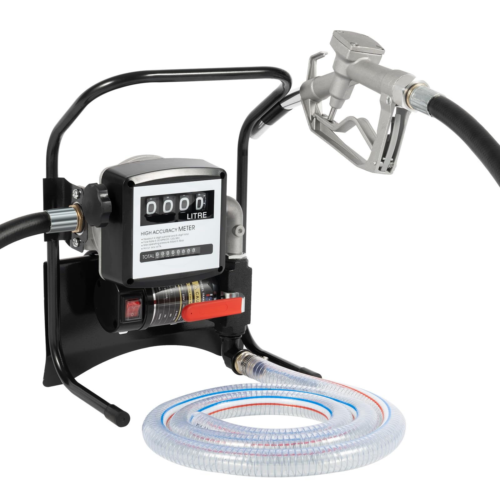 Bomba diésel profesional de 12 V, 375 W, bomba de combustible de 20 – 120 l/min, bomba de aceite horizontal de 12 V, bomba diésel con pistola de gasolina manual, contador de bombas, manguera