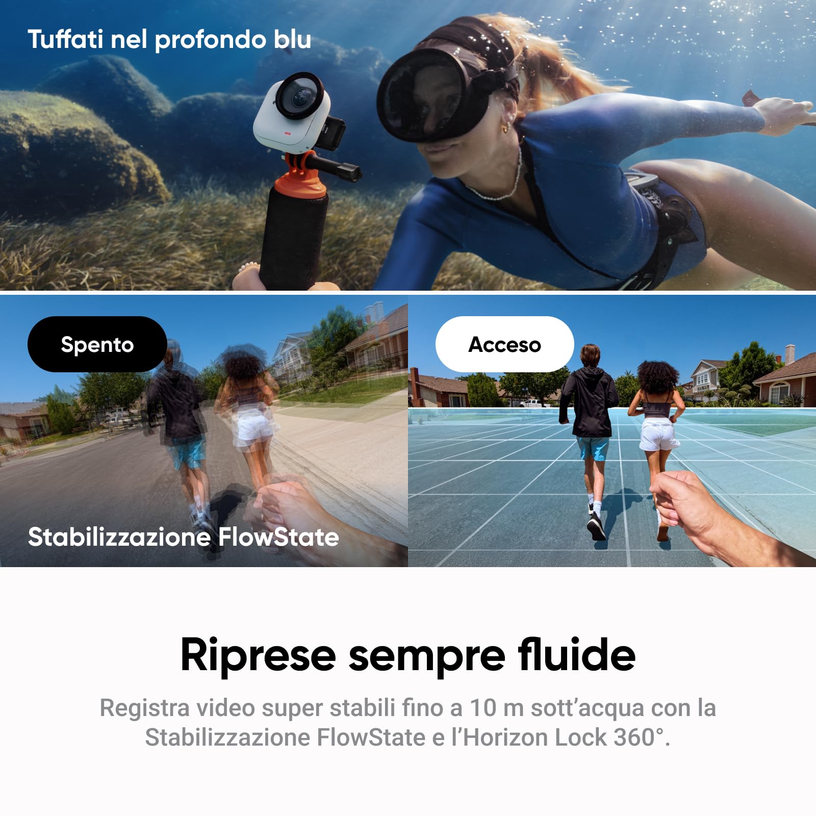 Insta360 GO Ultra Nero- Mini action cam 4K, vlog camera, fotocamera POV a mani libere, sensore 1/1,28″, pockect cam 53 g, FOV 156°, autonomia 200 min, indossabile con aggancio magnetico per sport