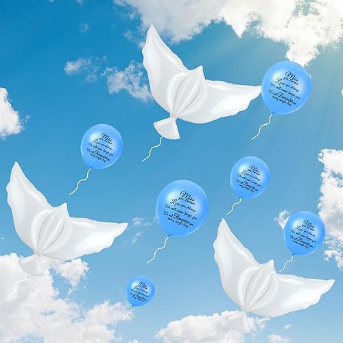 Miniatura 4 de Skylety 36 Piezas de Globos Conmemorativos para Liberar en el Cielo, Globos de Paloma de Paz en Memoria, Globos de Helio para Funeral, Condolencia,