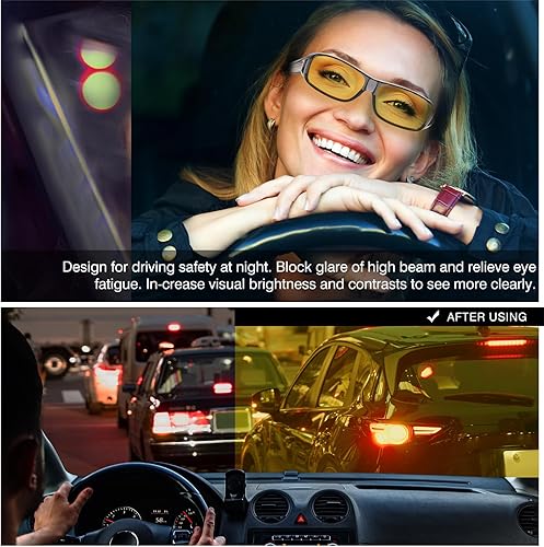 Miniatura 4 de DUCO Lentes de conducción de visión nocturna para hombres y mujeres, antirreflejos, polarizados, amarillos, lentes nocturnos, 8953Y