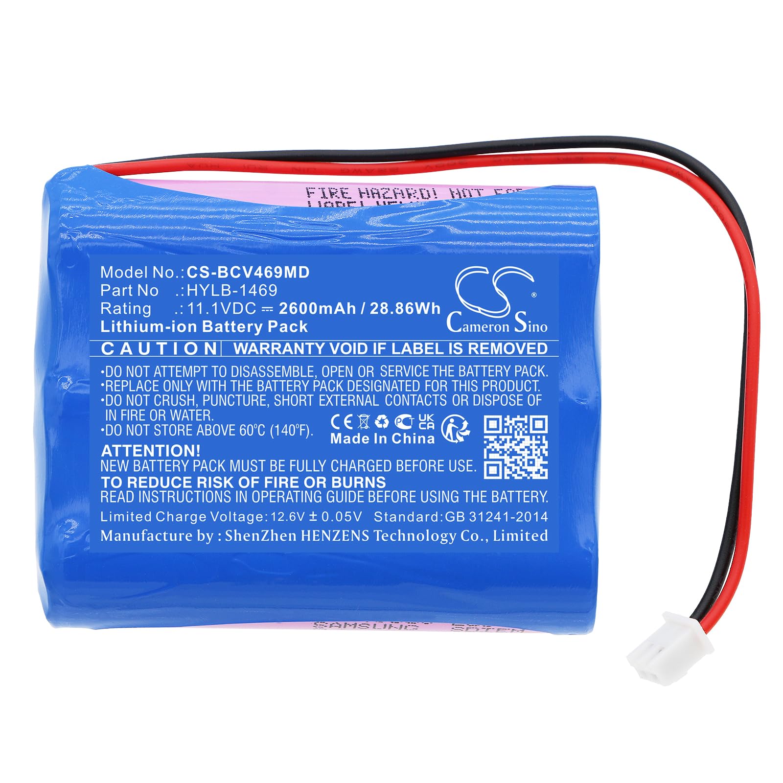 Sostituzione della batteria 2600mAh per Biocare itor, parte n.: HYLB-1469