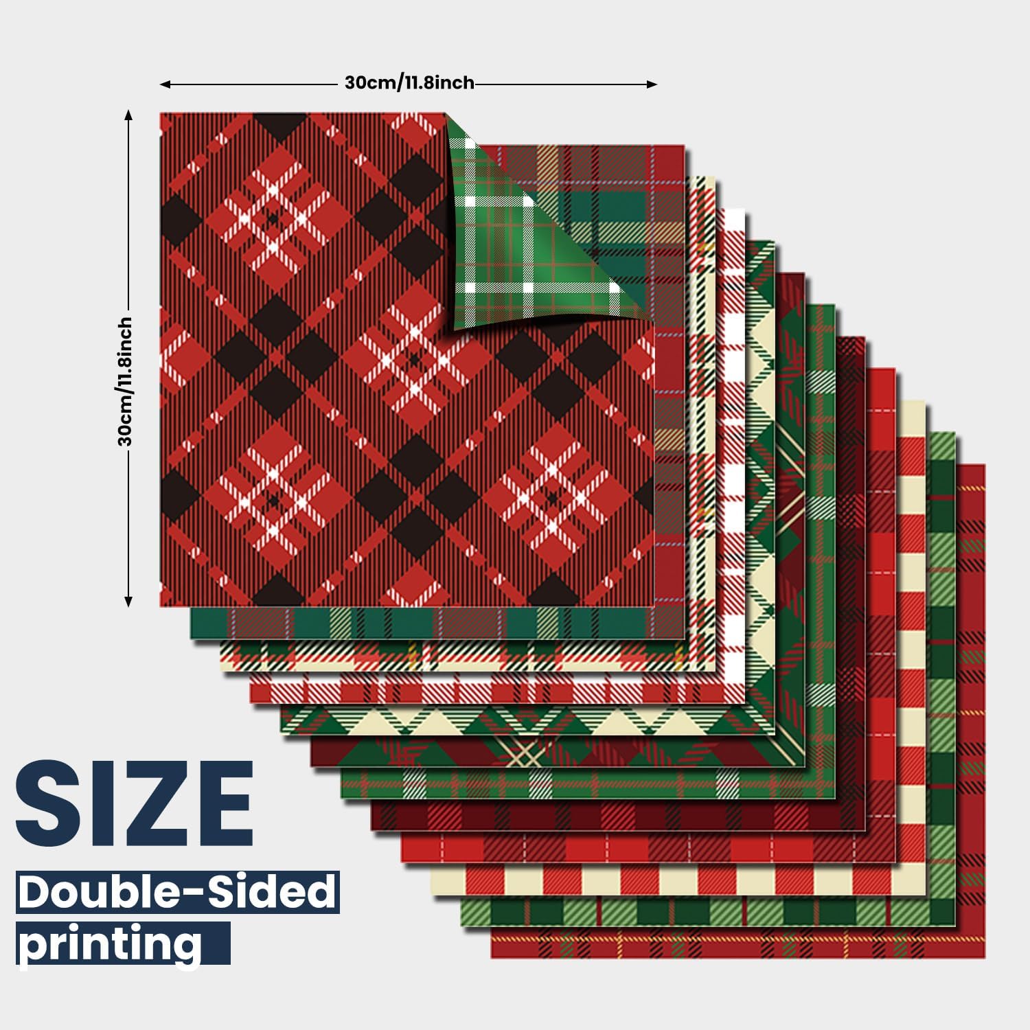 Christmas Scrapbook Paper Merry Christmas Pattern Paper 12×12 , 24 Sheets Double-Sided Red Green Decorative Junk Journal Papers for Holiday Cardmaking DIY Craft Papers. image 2