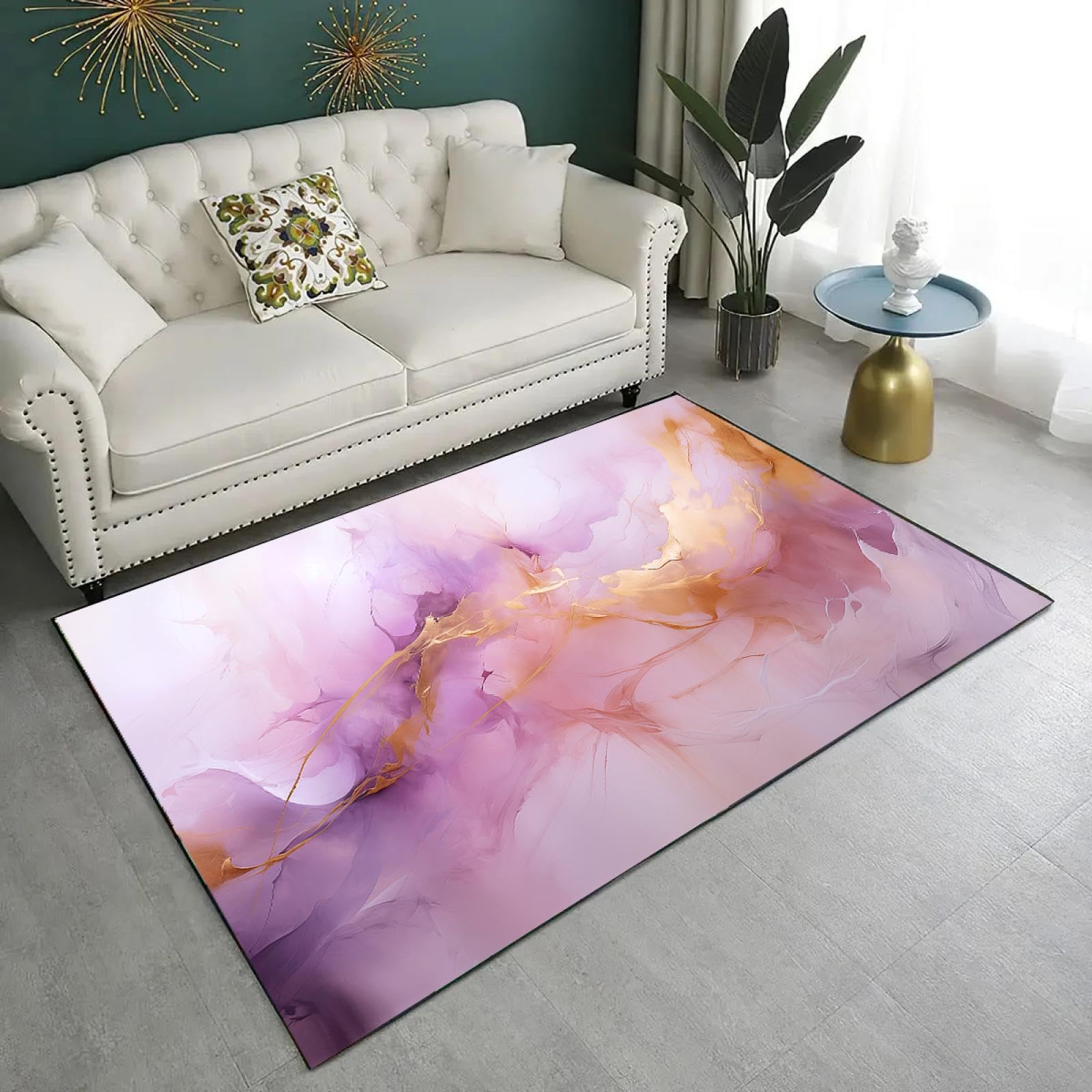 Tapis de sol marbre violet antidérapant pour éviter les glissades au salon