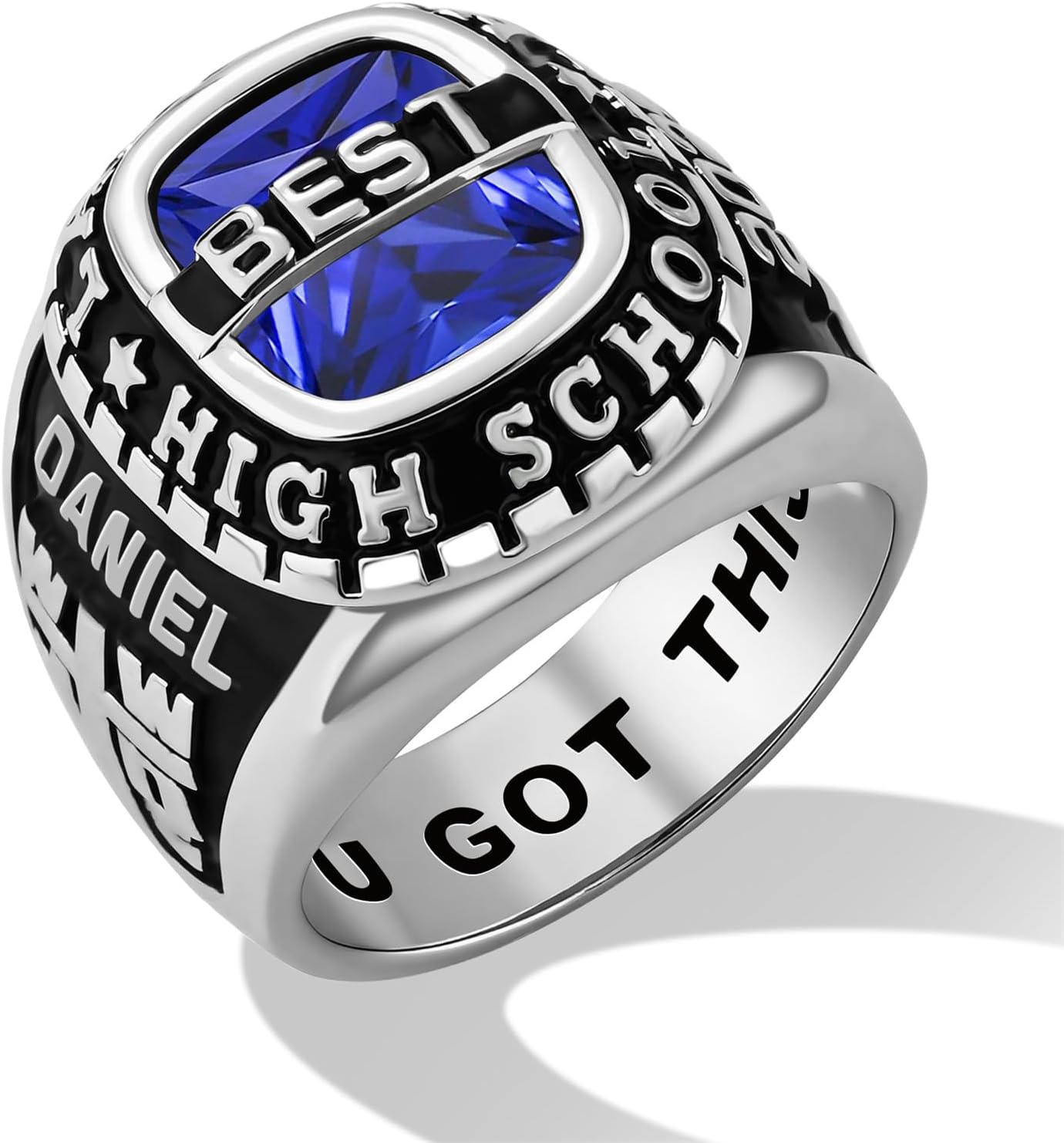 LucySky Class Rings for Men Custom Class Ring with Logo Symbol Personalized Men's Class Ring Graduation Rings for Men Women High School College University Graduation Gifts