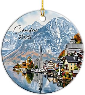 Customized Name Hallstatt Austria Ceramic Ornament 2025, Personalized Hallstatt Landscape Christmas Ornaments, Austrian Travel Souvenir for Travel Lovers Men Women, Austrian View Ornament