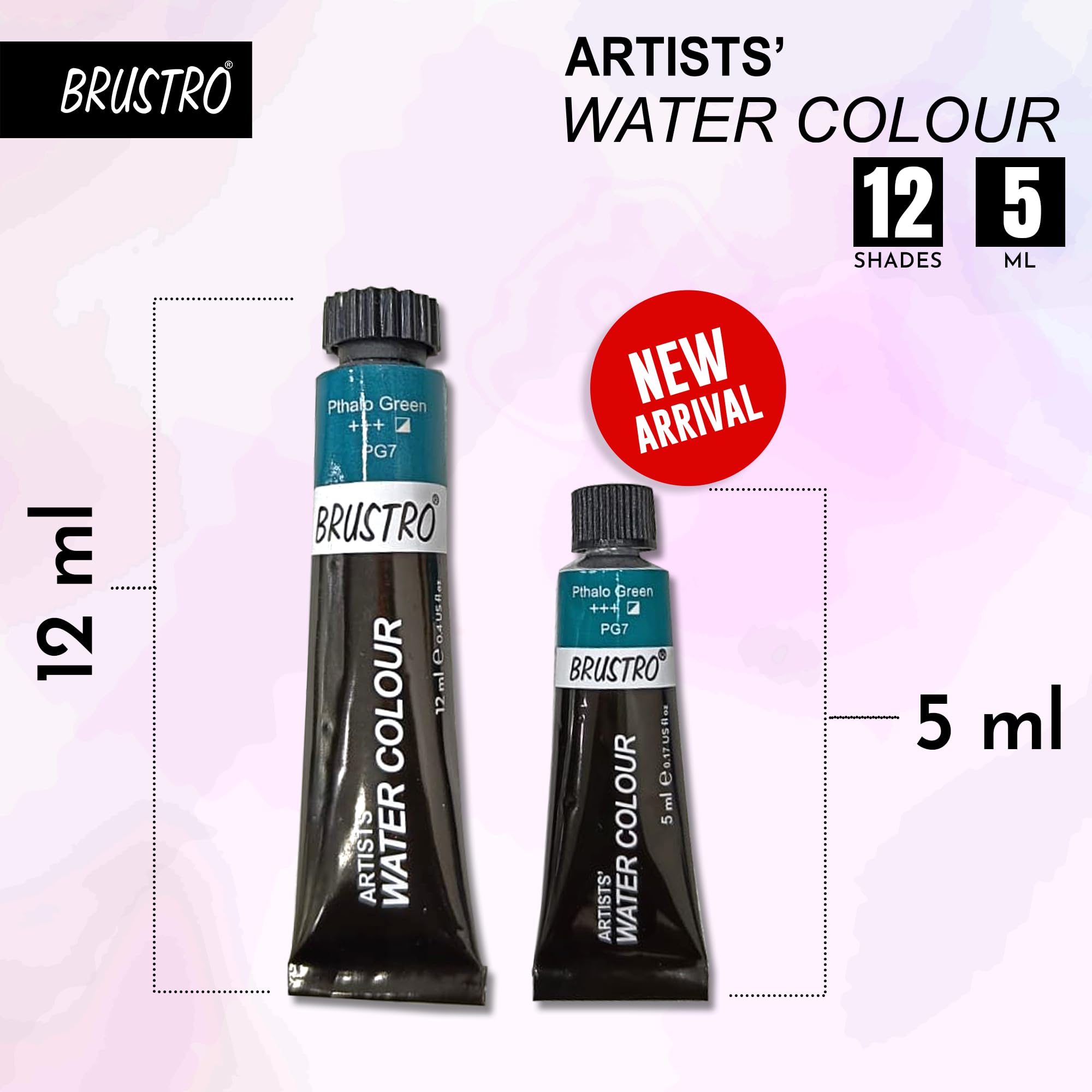 BRUSTRO Artist's Watercolour Paint |5ML Tubes Set of 12 Colours| Ideal for Landscape, Portrait, Paper, Painting, Artist, Professional Watercolor, Transparent Colors, Painting Dry & Wet, Fine Art 2