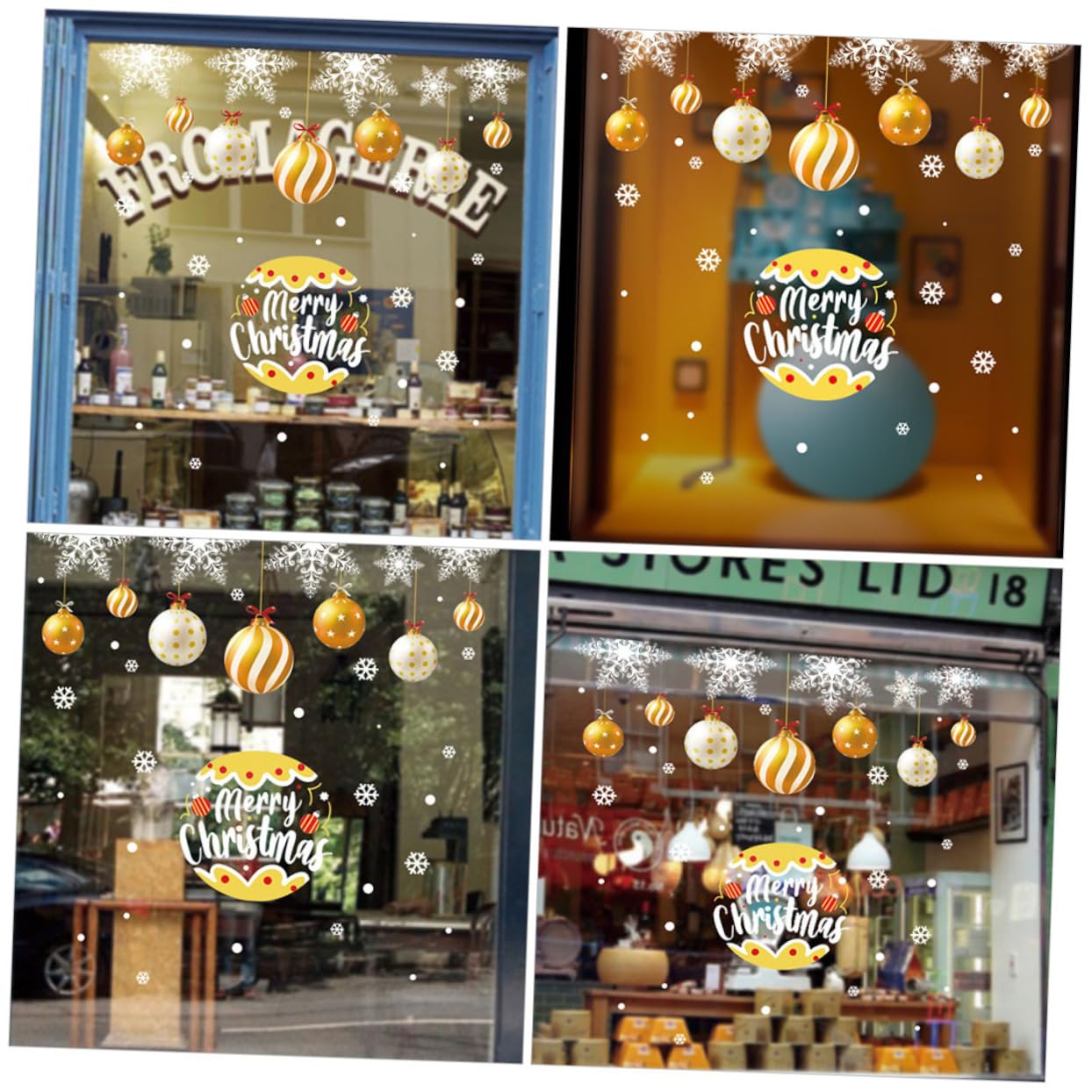 Alipis 5blätter Weihnachtsfensteraufkleber Wiederverwendbare Statische Wanddekoration Goldene Weihnachtsbaum-ornament Sticker Für Zuhause Und Partys