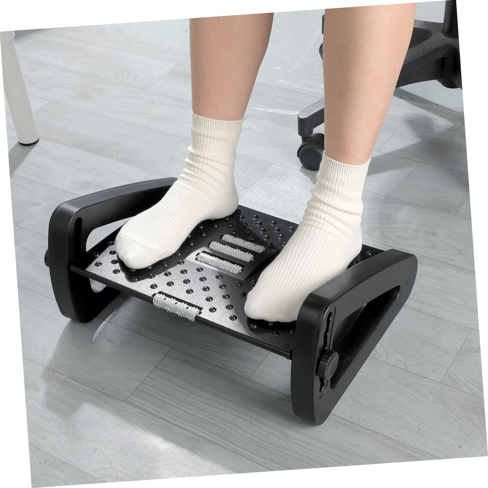 Reposapiés Ergonómico de Oficina Negro, Altura Ajustable
