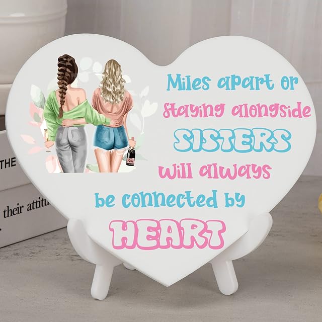 Blumuze Sister Gifts, Engraved Heart Shaped Acrylic Ornament Gifts for Sister from Sister, Sister Birthday Gifts,Anniversary Wedding for Sister Presents for Sister