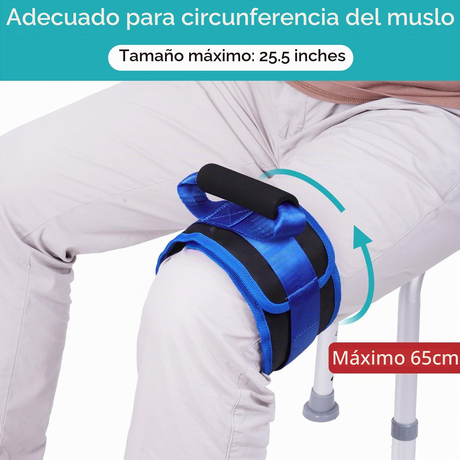 Elevador de piernas, correas para elevar muslos, adecuado para personas mayores, discapacitadas y en rehabilitación. Facilita la entrada y salida de la cama, vehículos y sillas de ruedas. 1 unidad.