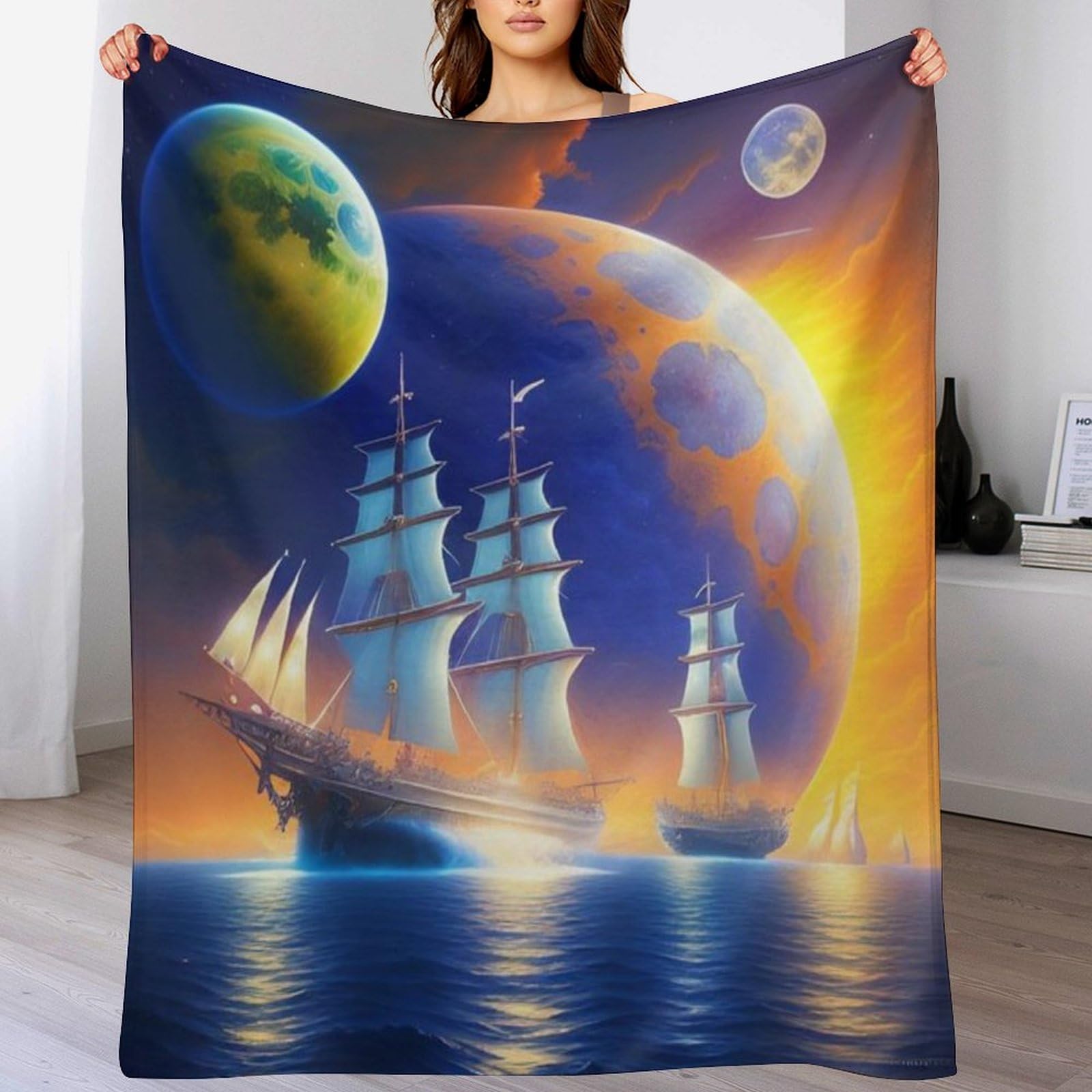 Manta de franela para sofá de velero con acabado tacto suave premium