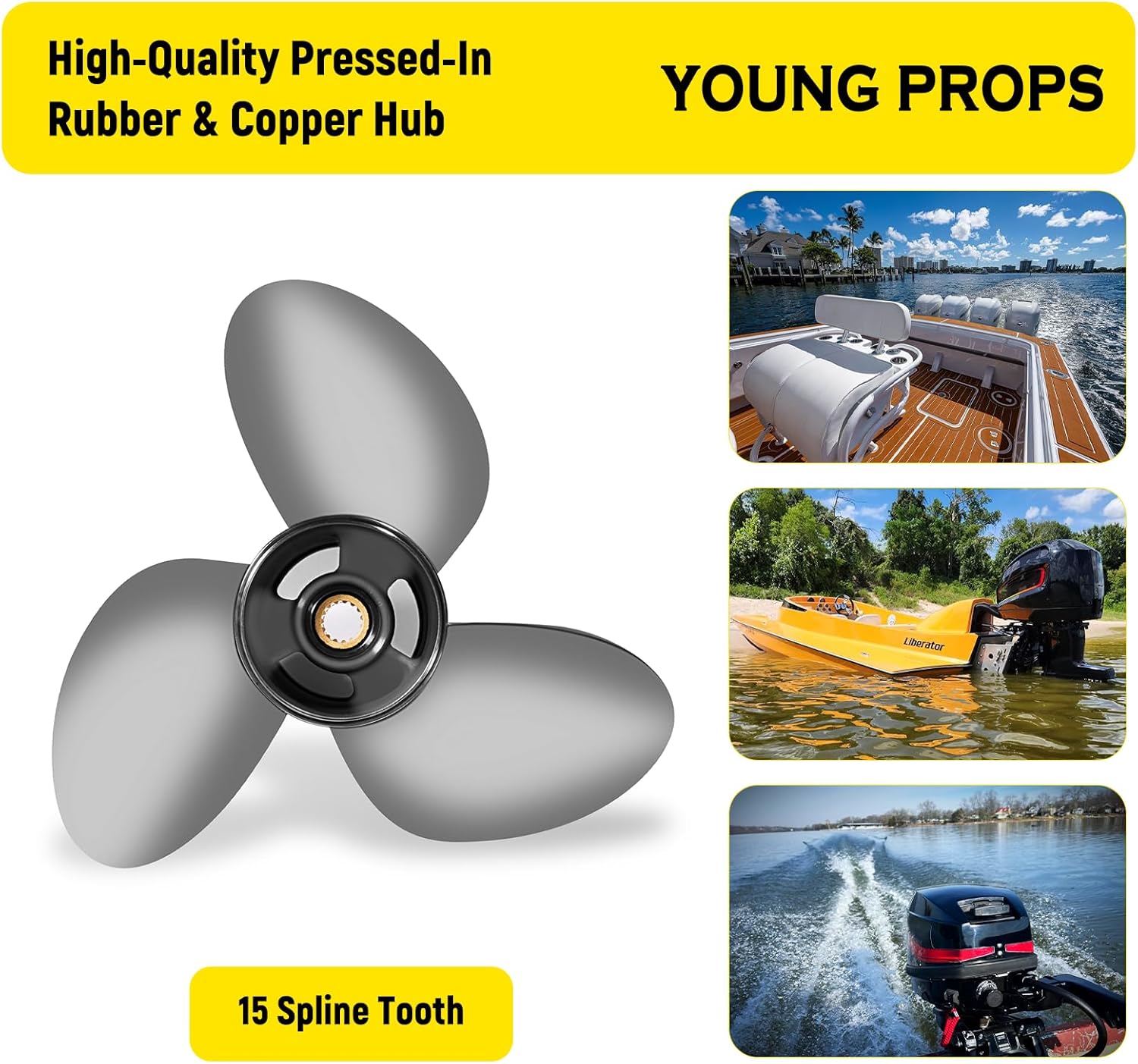 YOUNG PROPS 16 x 20 Replace OEM# 990C0-00810-20P Stainless Steel Outboard Boat Propeller for Suzuki Engines 150-300 HP 16 Dia x 20 Prop 15 Tooth RH