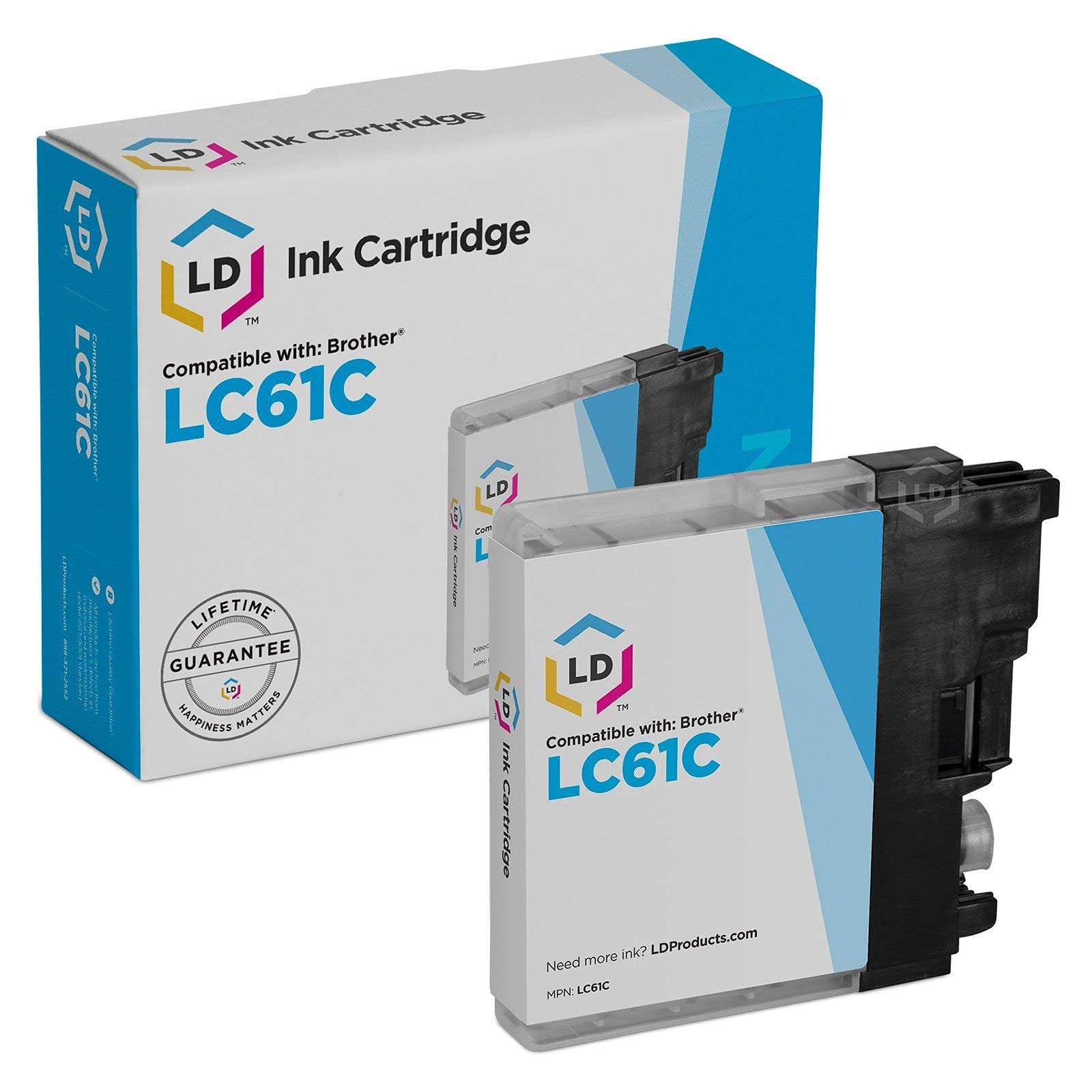 LD Compatible Ink Cartridge Replacement for Brother LC61C (Cyan) Compatible with Brother DCP-165c MFC-290C MFC-490CW MFC-5490CN MFC-5890CN MFC-6490CW