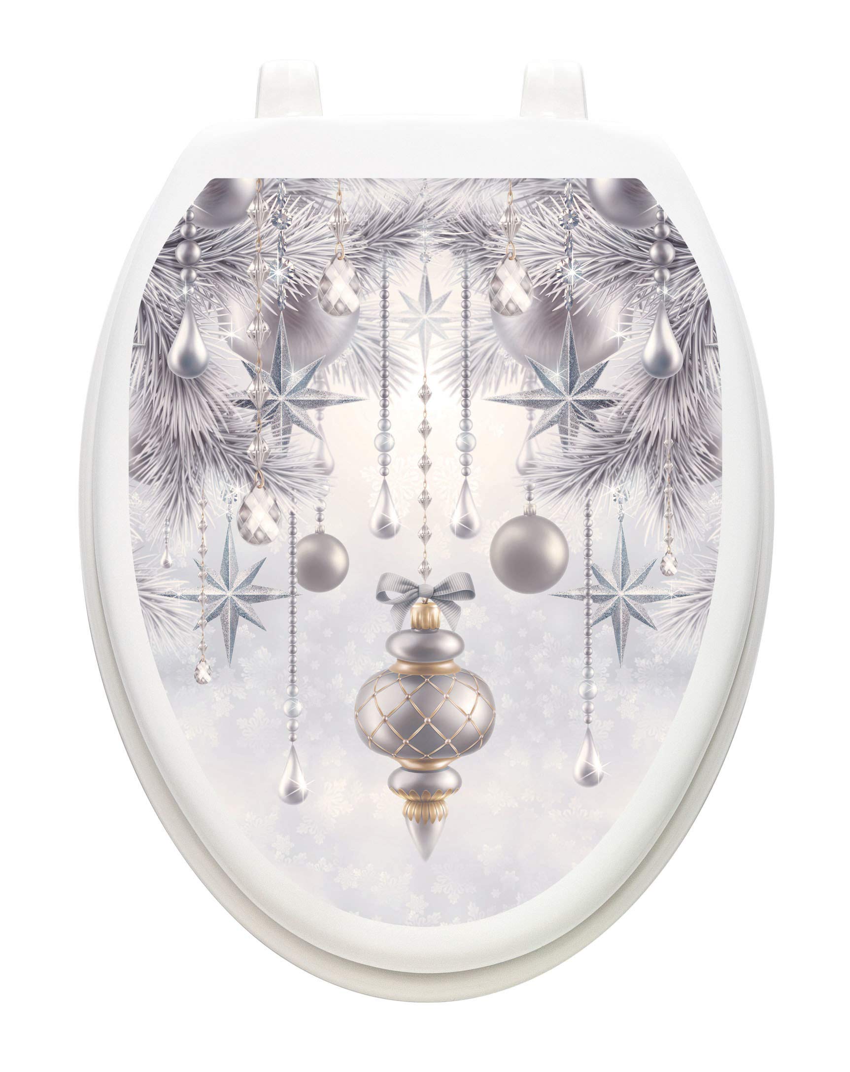 Toilet Tattoos Silver Frost Toilet Seat Decal, Elongated