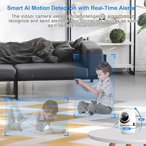Miniatura 4 de Cámara de seguridad para interiores, 5G y 2.4GHz para perrocachorromascota con aplicación de teléfono, cámaras de hogar panorámicainclinación de 360