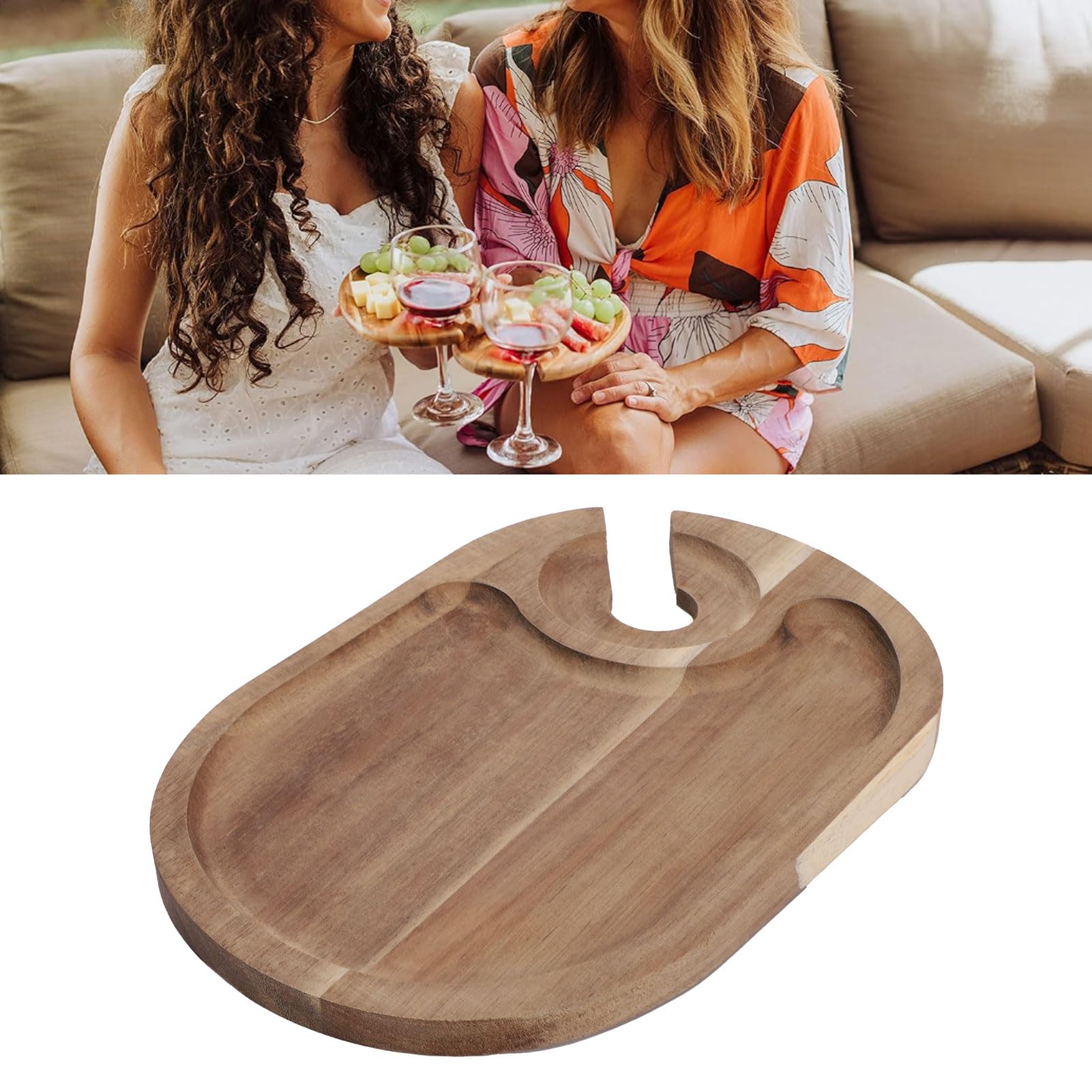 Assiettes à vin avec support en verre, Mini planche à charcuterie, 4 pièces