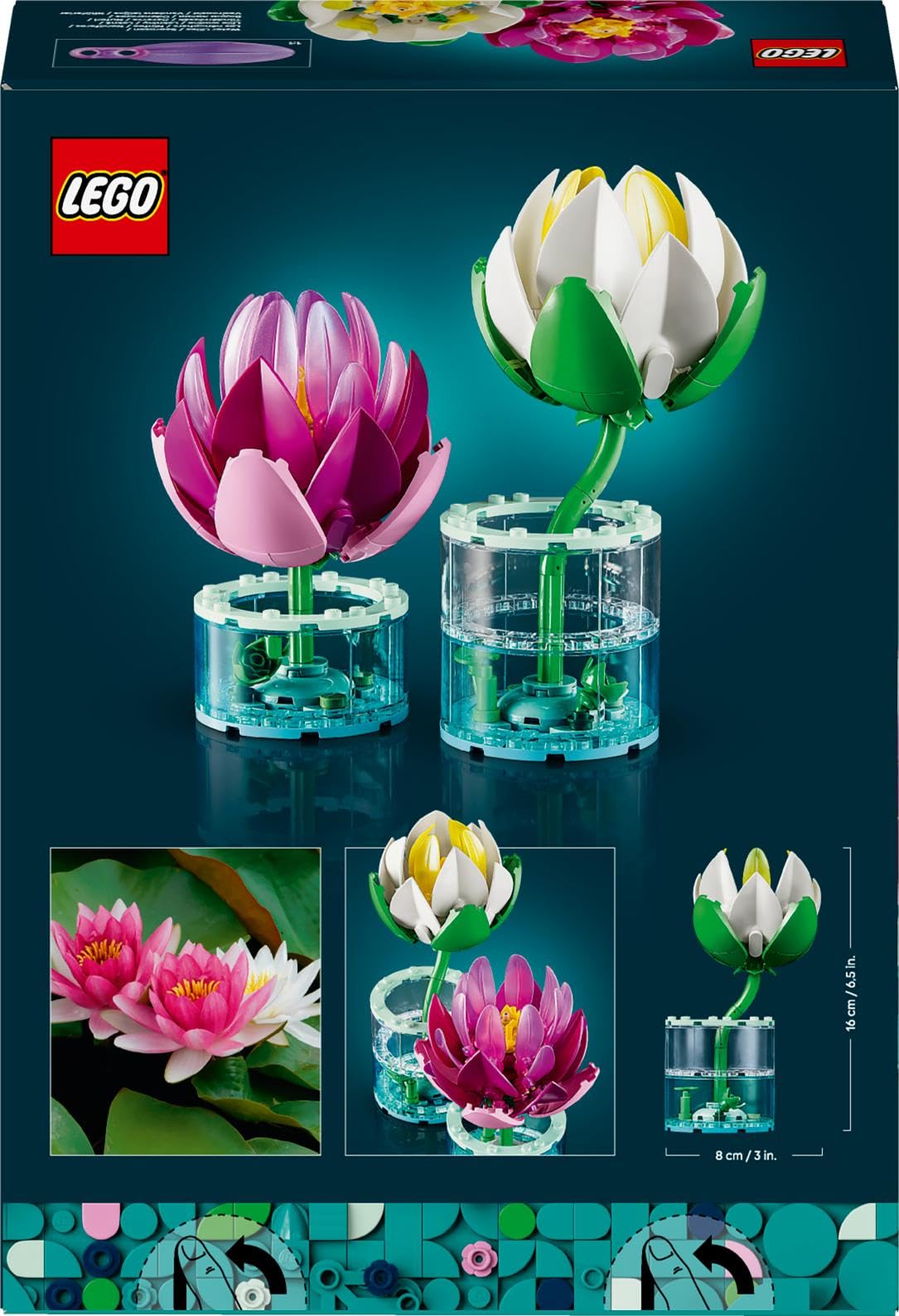 LEGO Botanicals Les Nénuphars - Set de Fleurs Artificielles - Fausses Plantes en Pot dans Vases Transparents - Décoration DIY pour Chambre d'enfant - Cadeau pour Fille dès 9 Ans ou Adulte 11511
