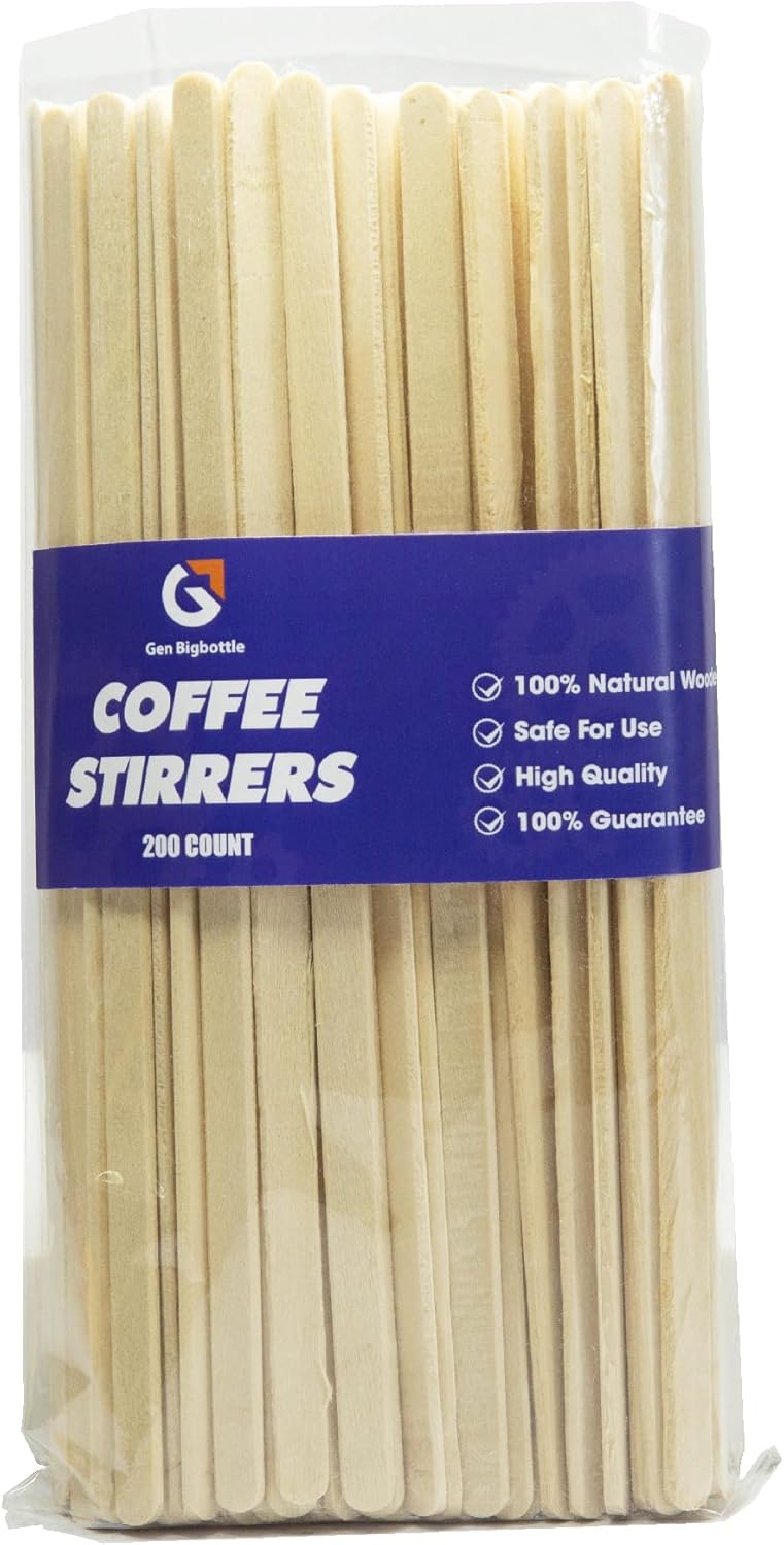 GEN BIGBOTTLE 6.5 Inch Premium Wooden Coffee Stirrer Sticks