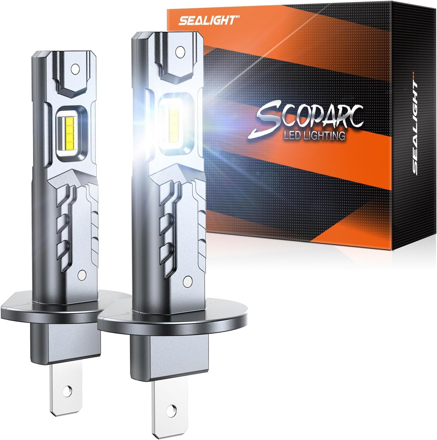 SEALIGHT 2026 H1 LED Light Bulbs, 28000LM 6500K with 14000RPM Cooling Fan, 1:1 Mini Size Fog Light Bulbs, Plug-N-Play, Pack of 2
