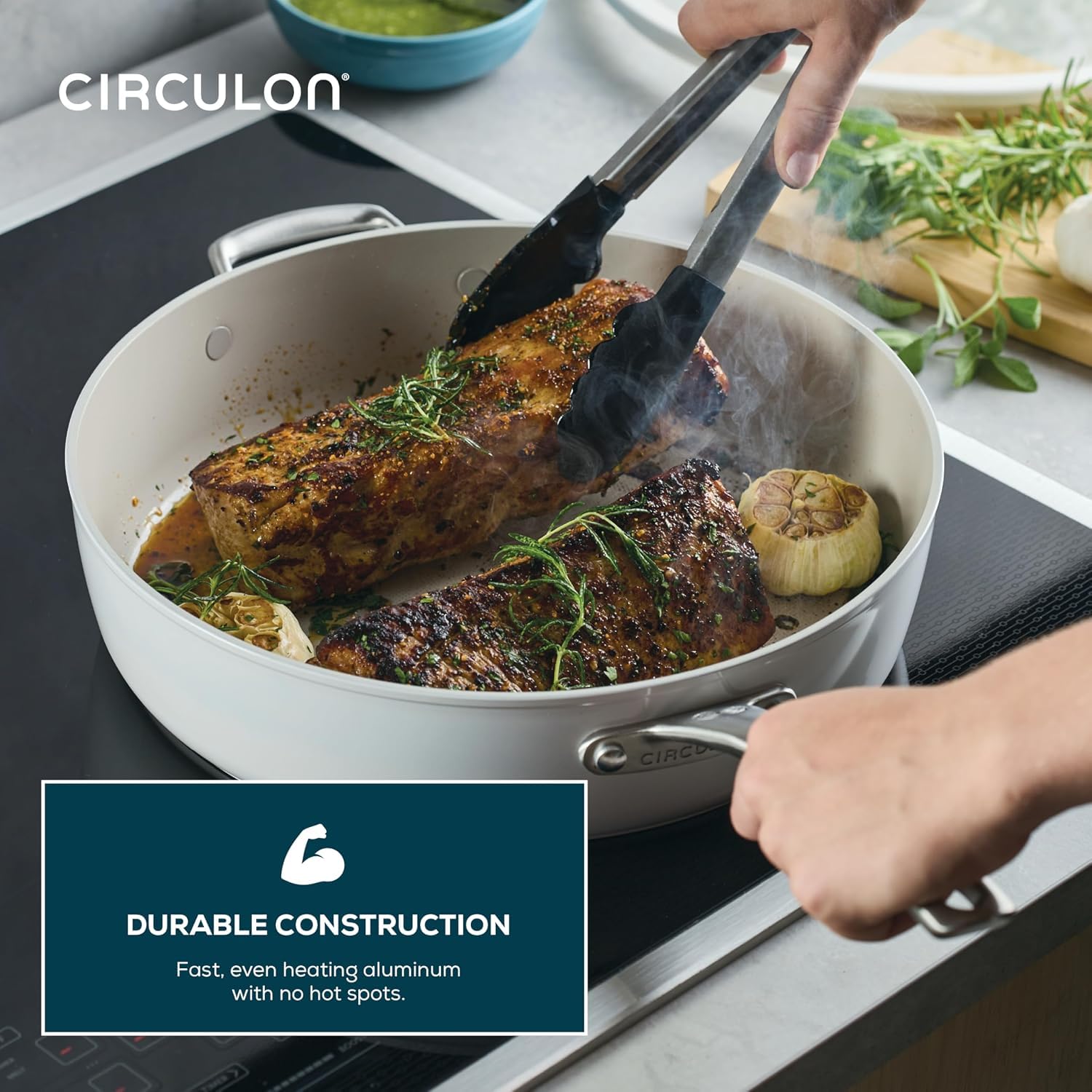 Circulon Halo LaserDefense Sauteuse Induction 30 cm 4,7 L avec Couvercle