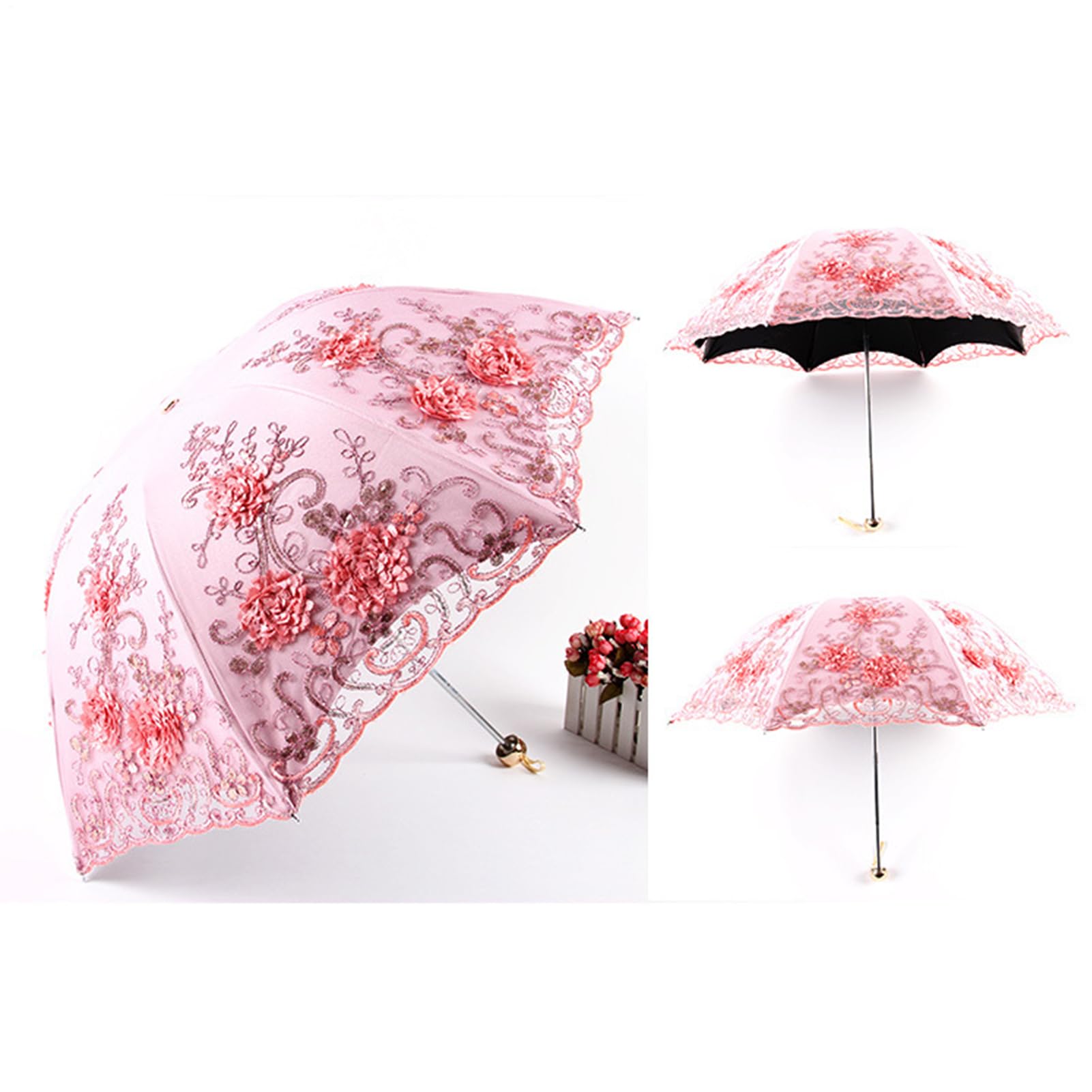 Parasol coupe-vent double couche avec sac de rangement, parapluie de voyage vintage avec sac de rangement – pour parc, plage, pique-nique, voyage, marche, escalade, pêche, sac à dos