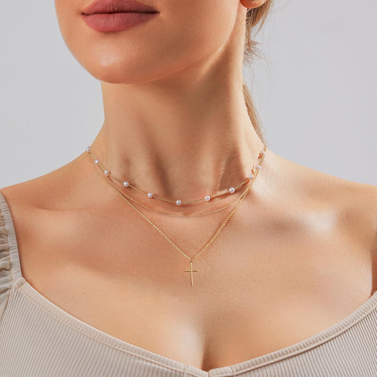 Cross Necklace for Women Dainty 14K Gold Silver Plated Small Cross Pendant Choker Simple Cute Cross Gold Necklace for Women Trendy Faith Jewelry Gift - Image 3