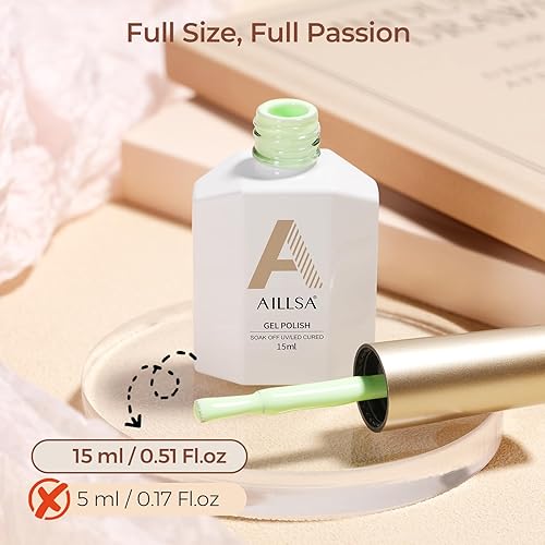 Vista 7 de AILLSA - Esmalte de uñas en gel pastel macaron, verde menta, colores brillantes de verano, algodón de azúcar, gel UV semipermanente, manicura