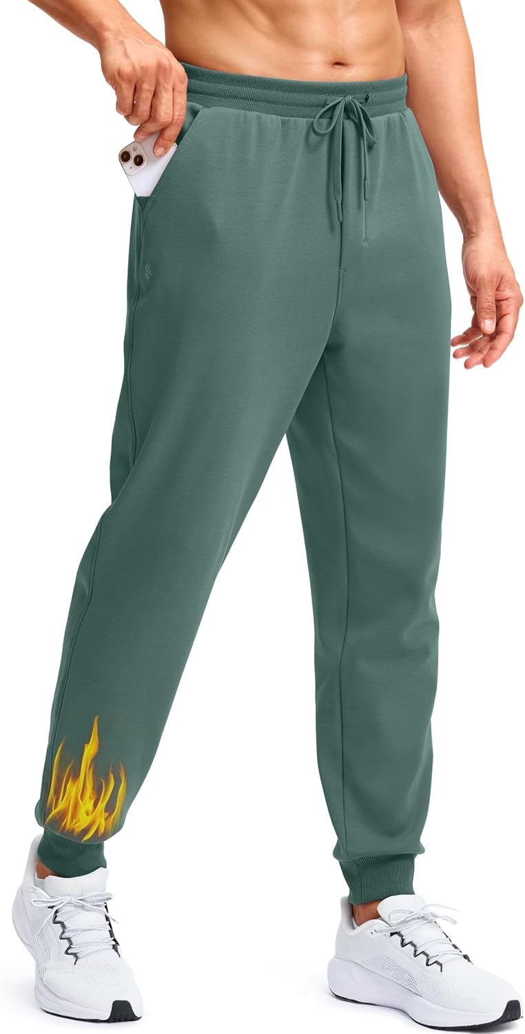Soothfeel Men's Fleece Joggers Cotton Sweatpants with Deep Pockets Loose Athletic Running Gym Workout Winter Warm Pants
