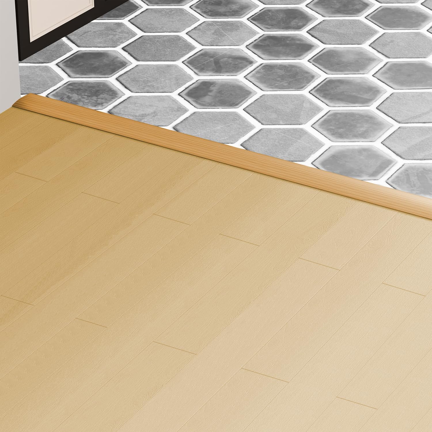 Listwa progowa do podłóg laminowanych, 5 cm listwa progowa z PVC, samoprzylepna listwa progowa, listwa progowa do drzwi, listwa progowa do łączenia szczelin podłogowych (Aspen Żółty, 2 m)