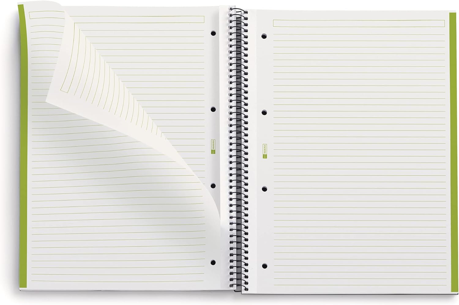 Miquelrius - Be Eco A4 Notebook, 80 Sheets 90gsm 7mm Horizontal Lines, 1 Colour Strip, Hardback Cover, Olive Green Messages