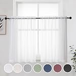 OWENIE Rideaux à courte portée 30 Pouces 2 Ensemble de panneaux, Rideaux de cuisine Tiers Filtrage de lumière Rod Pocket Cafe Rideau pour salle de bain petite demi-fenêtre, 42 en W x 30 en L, blanc