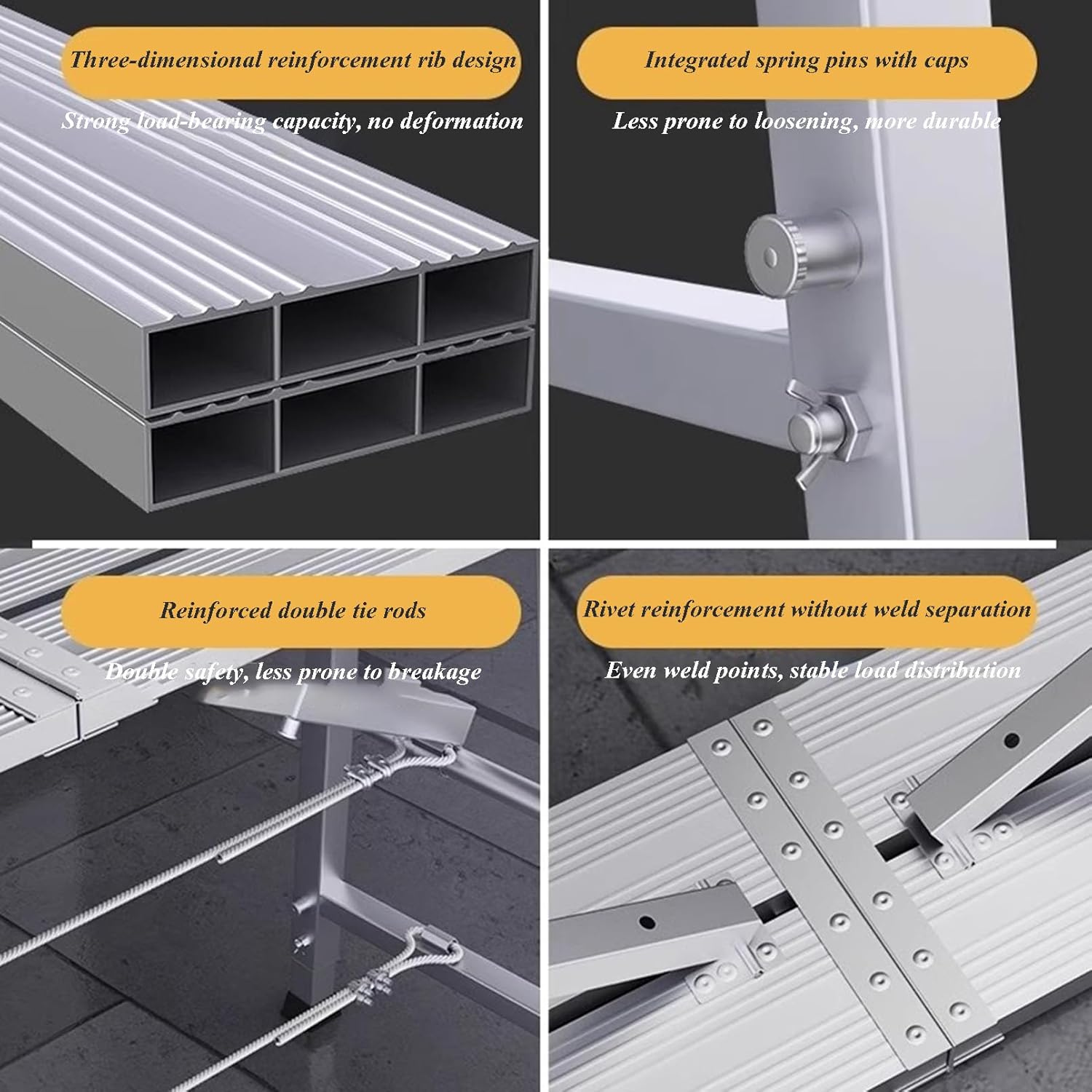 Adjustable Work Platform, Aluminum Folding Step Ladder, Heavy Duty Galvanized Steel Bench Workbench Worktable Scaffold with Portable Handles, Ideal for Car Washing, Repairing, Painting