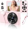 Digital Camera 4K 64MP Compact Camera with Dual Lens,2000mAh Battery,2.8 IPS Screen,18X Digital Zoom,32GB Micro SD Card and OTG Adapter Auto-Focus Small Camera for Kids,Teenagers,Beginners,Pink