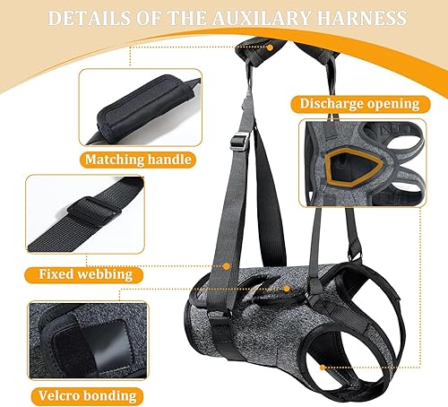 Miniatura 3 de Arneses tipo halter para perros, arnés de elevación ajustable para perros grandes, cabestrillo para perros medianos, soporte de pierna trasera para