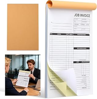 Carbonless Work Order Forms & 7.5 x 11 Inches Invoice Book, 50 Sets for Small Business, 2-Part Business Invoices with Carbon Copies, Sales Order Receipt Book