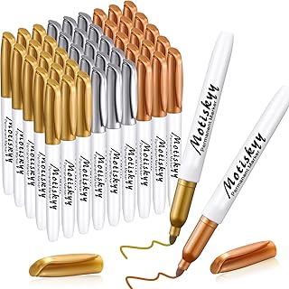 48 Pcs Metallic Permanent Markers Bulk Metallic Marker Pens Medium Tip Quick Dry Paint Pen for Classroom DIY Crafts Artist Illustration Gift Card Making (Gold and Silver)