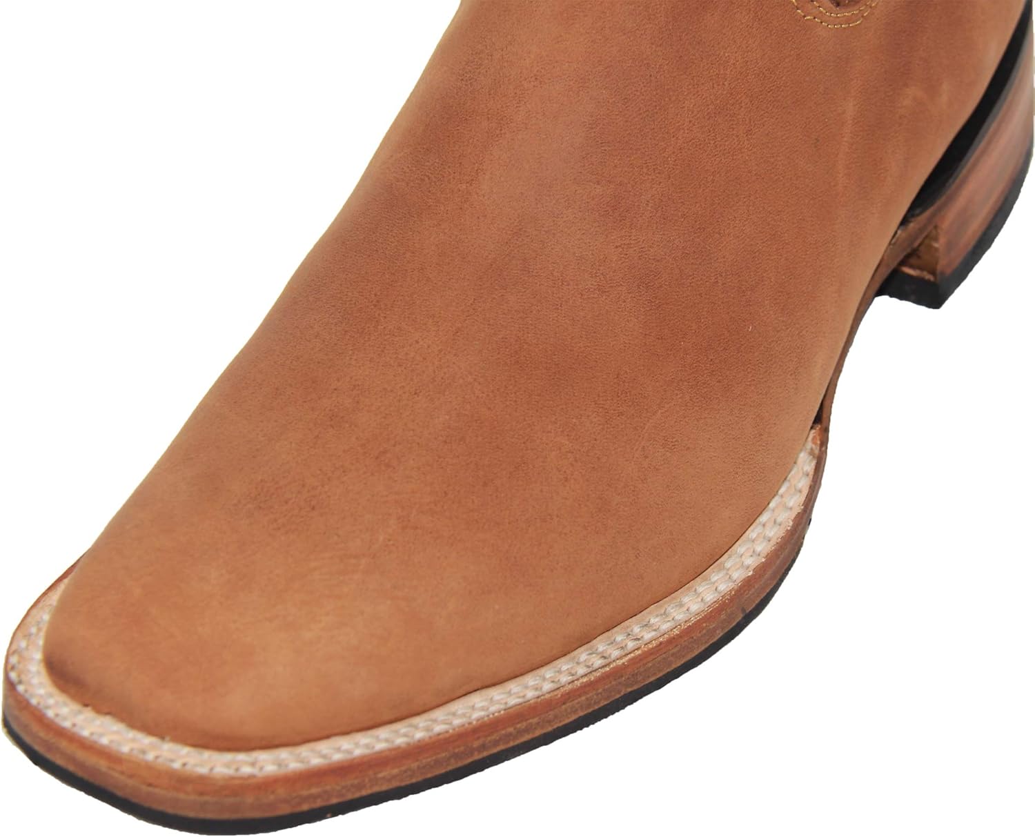 The Western Shops Men’s Short Ankle Square Toe Genuine Leather Cowboy Boot
