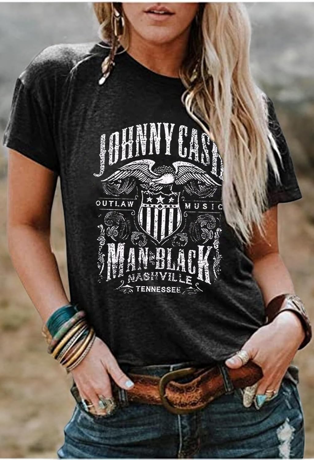 Western Rodeo T-Shirt Women Vintage Cattle Skull Cowboy Shirt Tops Country Music Short Sleeve Casual Tee Tops - Image 4