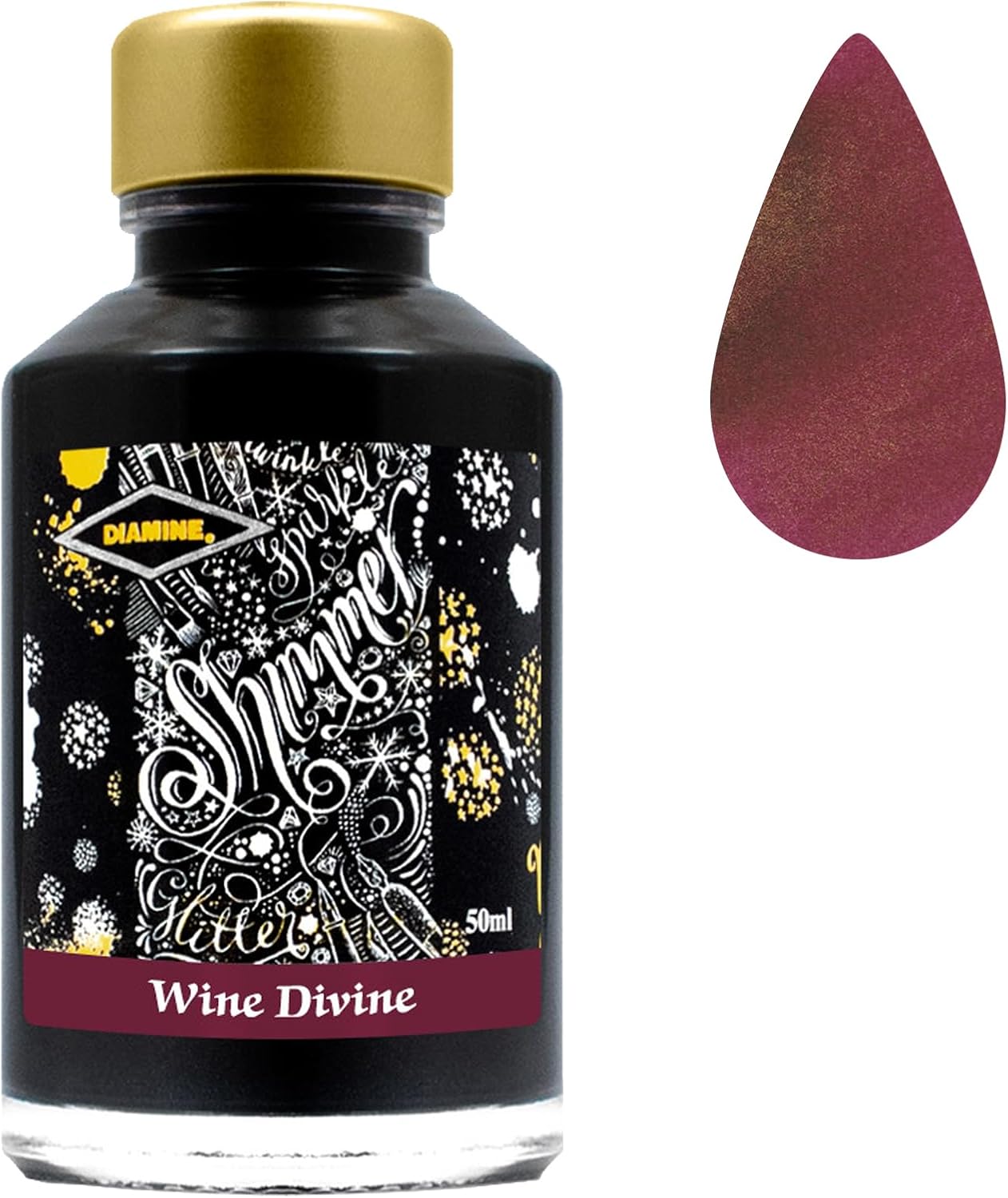 Diamine Ink Set/Collection Bottles 50ml with Sparkly Shimmer/Glitter Ink - Gift for Colleagues, Family & Friends Stationery Lovers! (Winter Collection)