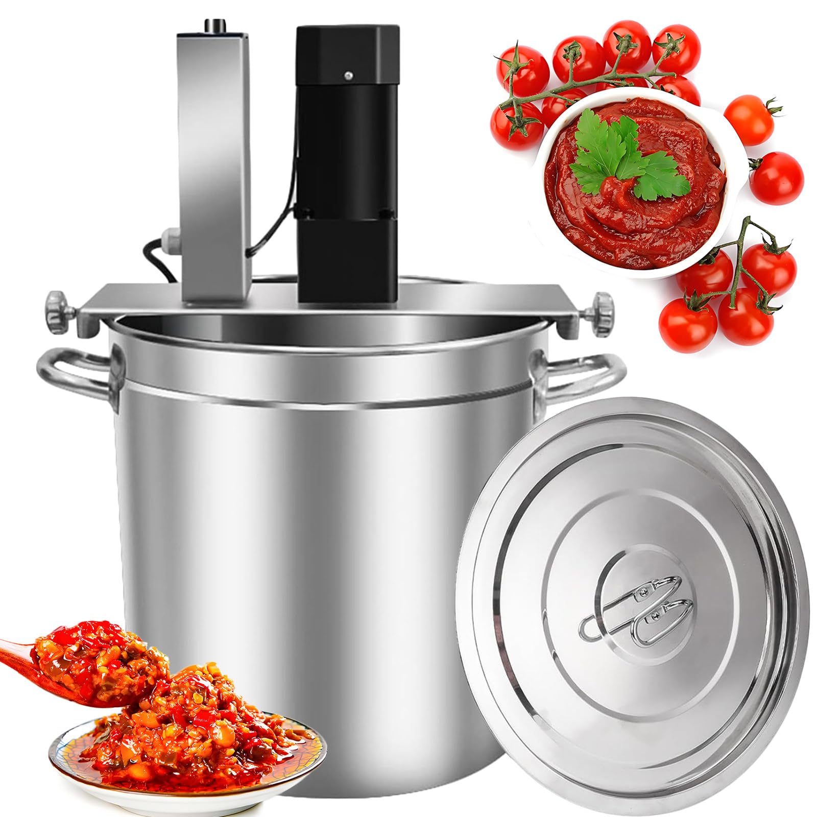 Lunauemaya Electric Sauce Cooking Mixing Machine, 15L/25L/40L/60L/80L 304 Stainless Steel Auto Stirring Pot, Adjustable Speed, Commercial Cooker for Tomato, Pizza, Chili, Jam, Salsa, Hot pot Base 60L