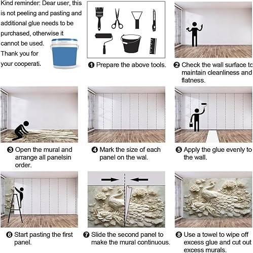 Miniatura 7 de Murales de pared de pavo real, papel tapiz personalizado de pavo real de lujo, papel tapiz retro con relieve floral extraíble para sala de estar,