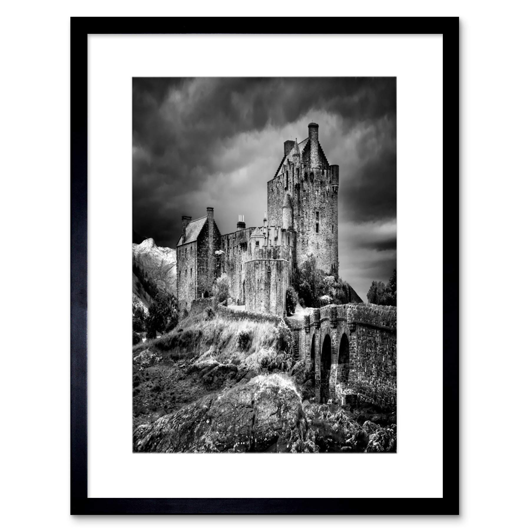 Wee Blue Coo Photo Landmark Eilean Donan Castle Kyle Scotland Framed Wall Art Print